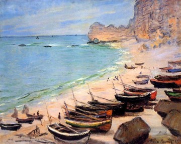 Etretat Kunst - Boote auf dem Strand bei Etretat Claude Monet